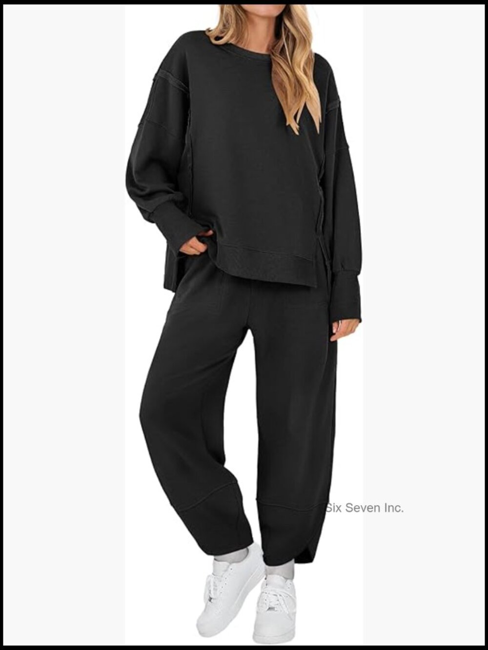 Oversized Sweatsuit Set with Barrel Pants Matching Lounge Sets